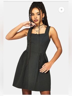 NWT Disturbia Cairn Stripe Corset Sleeveless Mini Dress Gray Pinstripe Sz 10